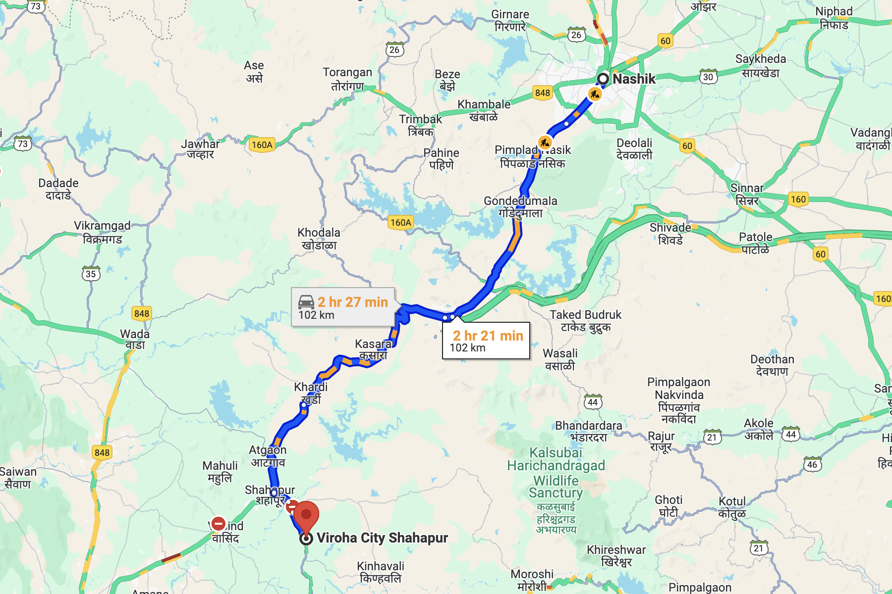 Nashik to Virohaa City